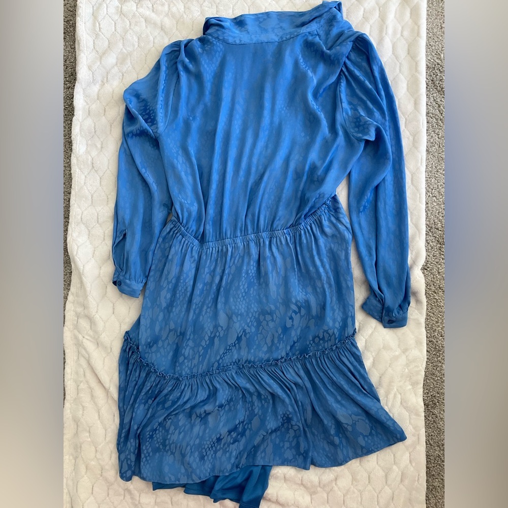 Long Sleeve Blue Abstract Print T-Shirt Button Down Dress Sz Lg Simply Vera Wang - Picture 6 of 6